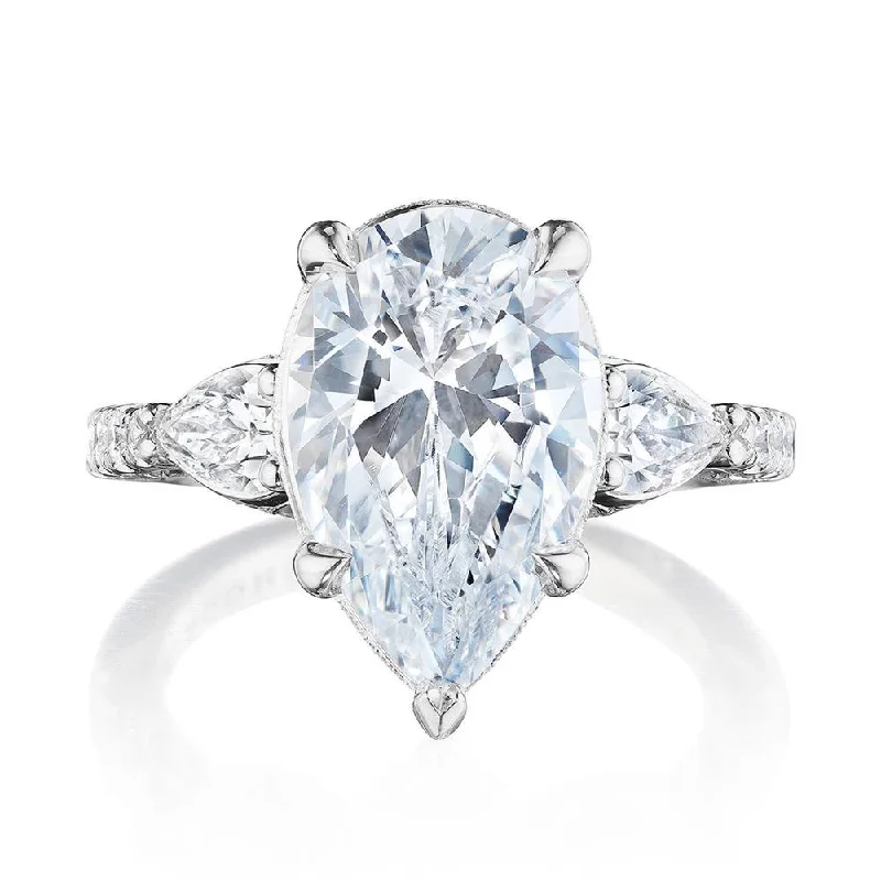 engagement rings with intricate gemstone designs and diamonds-Pear 3-Stone Engagement Ring