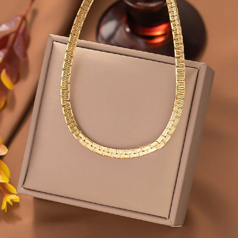 [Xlh344] Blade Chain Necklace Gold