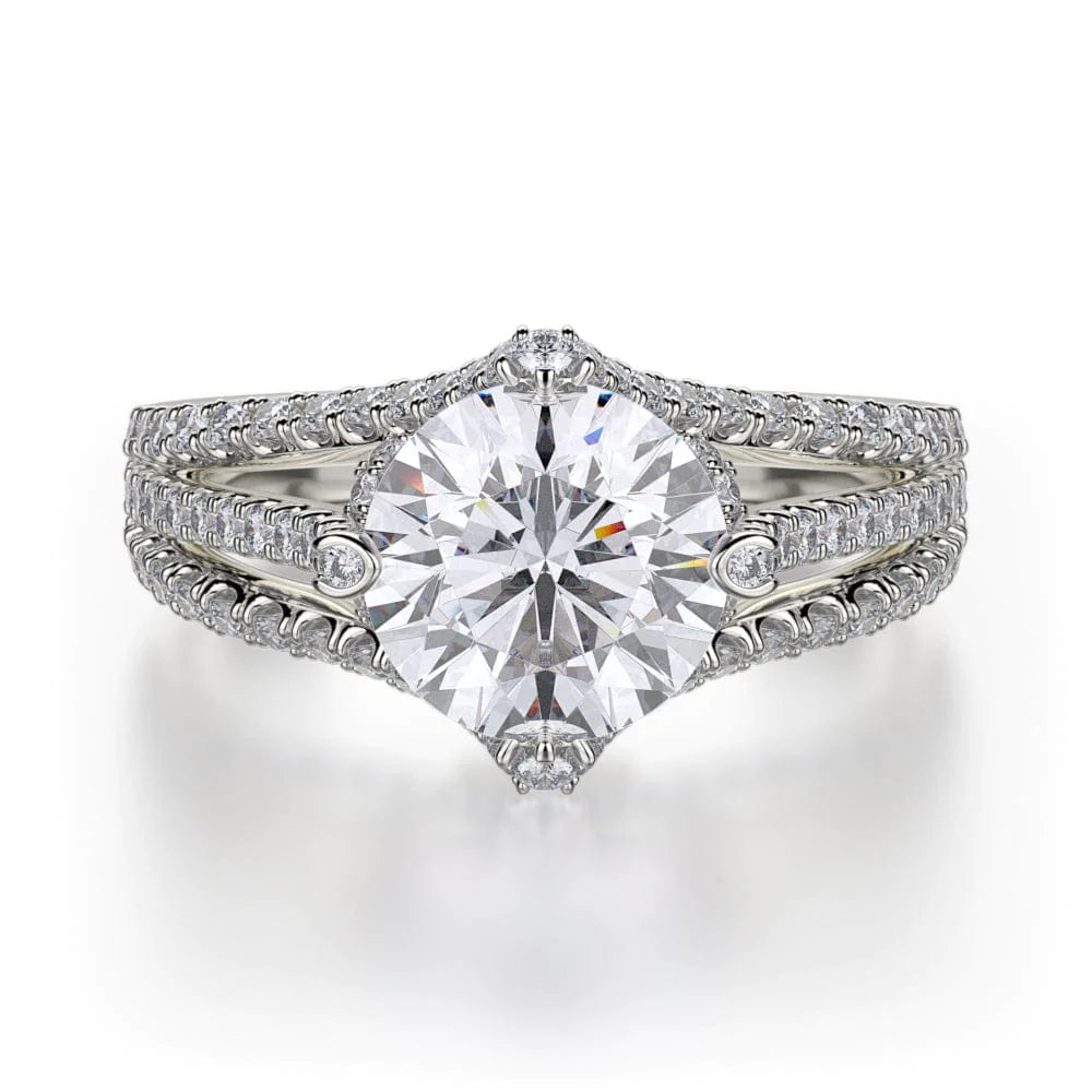 affordable engagement rings with cushion diamonds-Europa R439-2