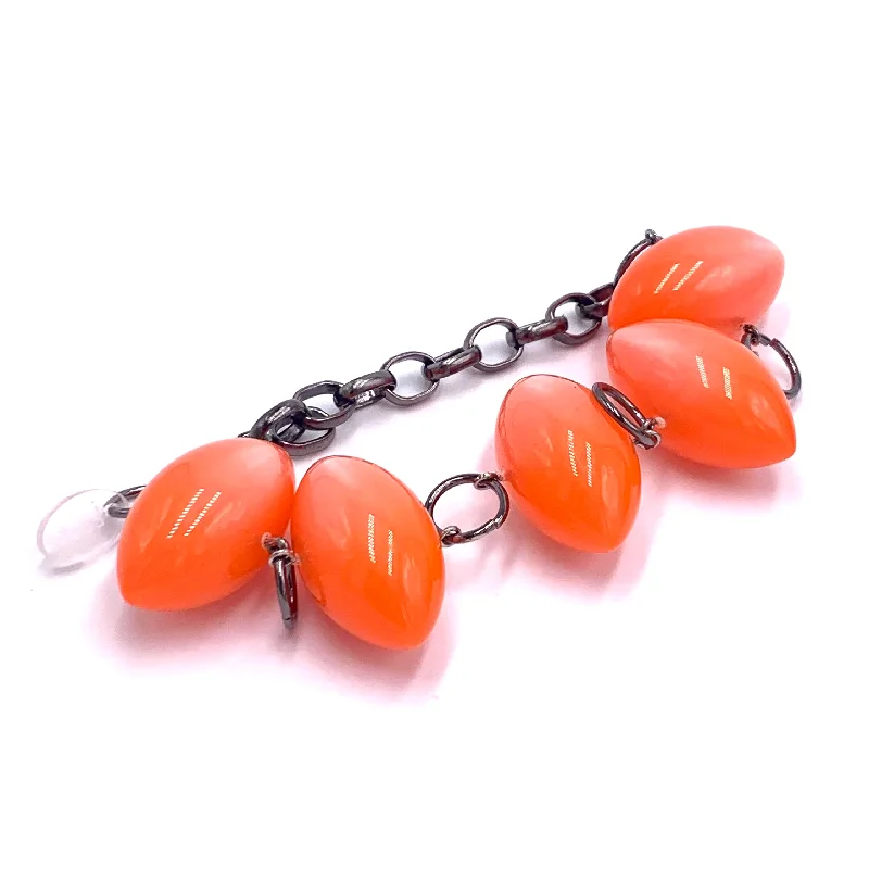 wrapped leather bracelets for women-Coral Moonglow Pod Stations Bracelet