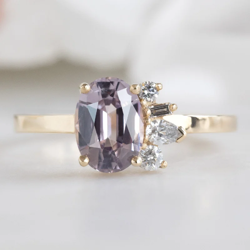 engagement rings with unique gemstones for women-The Cluster Ring | 1.12ct Oval Spinel in 14K Yellow Gold