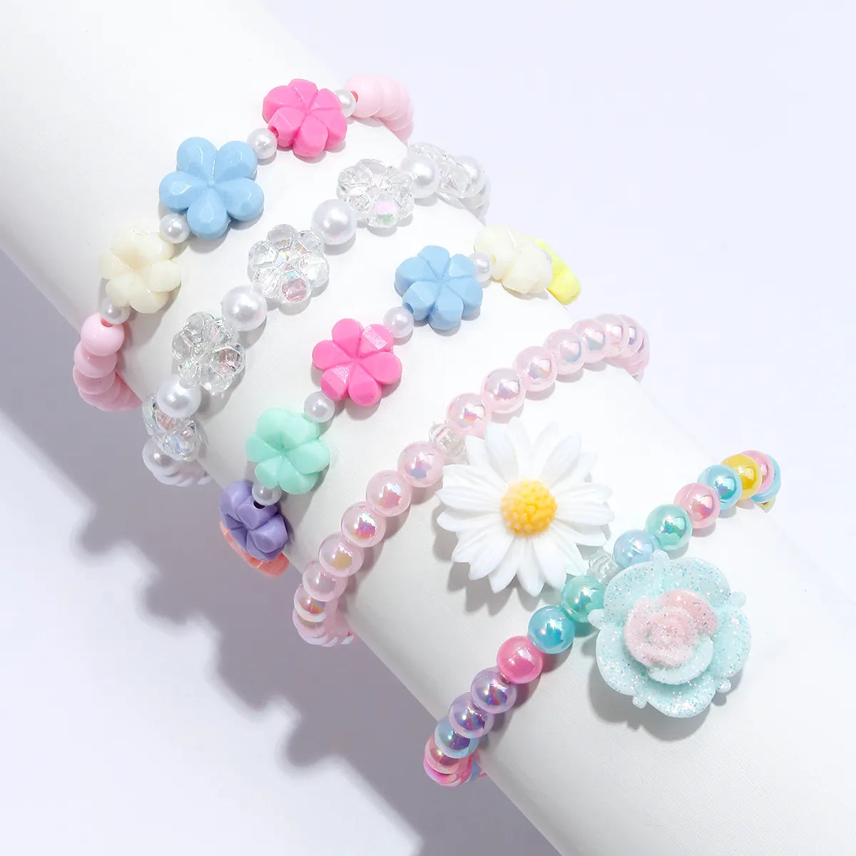 designer bracelets for women-Cute Sweet Flower Arylic Resin Beaded Girl'S Bracelets