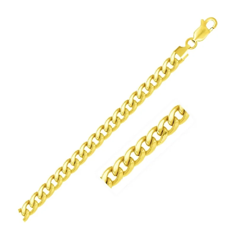 stacked gold bracelets for women-6.7mm 10k Yellow Gold Light Miami Cuban Bracelet