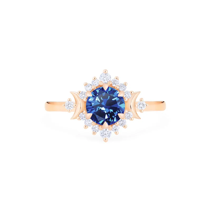 unique engagement rings with opal gemstones for women-[Selene] Moon Goddess Engagement Ring in Blue Sapphire