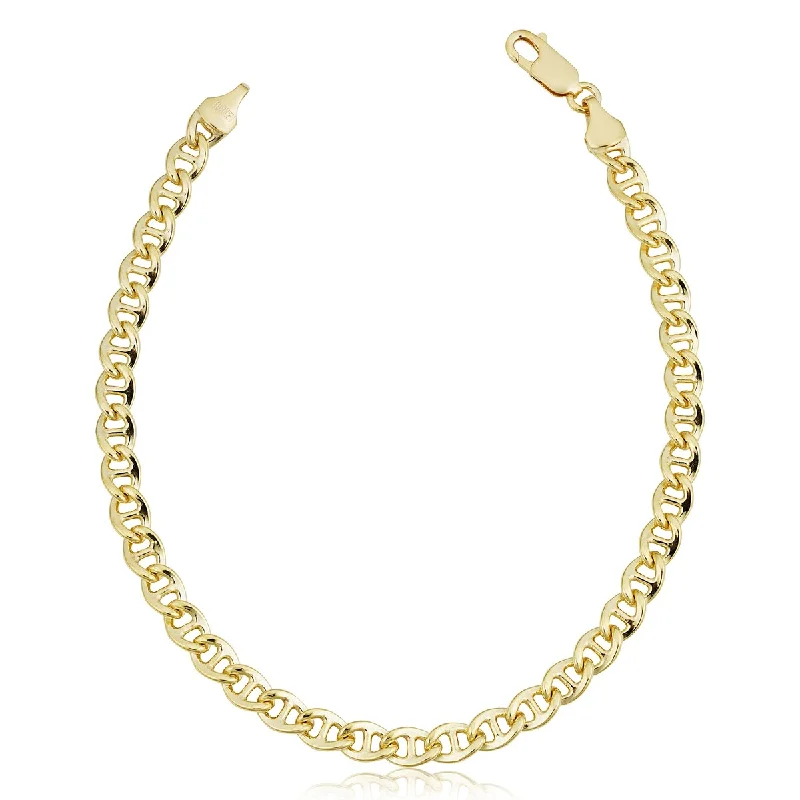 lucky gold bracelets for women-14k Yellow Gold Filled 5.1 millimeter Solid Flat Mariner Chain Bracelet (8.5 inches)