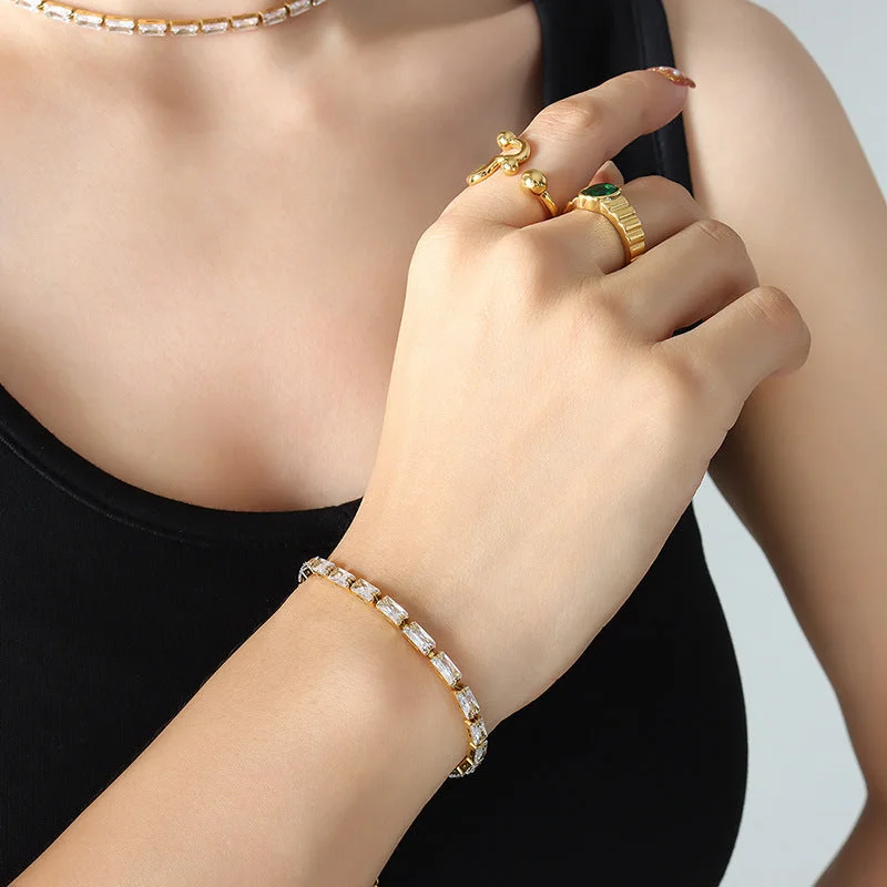 Zircon Gold Bracelet-15 + 5cm