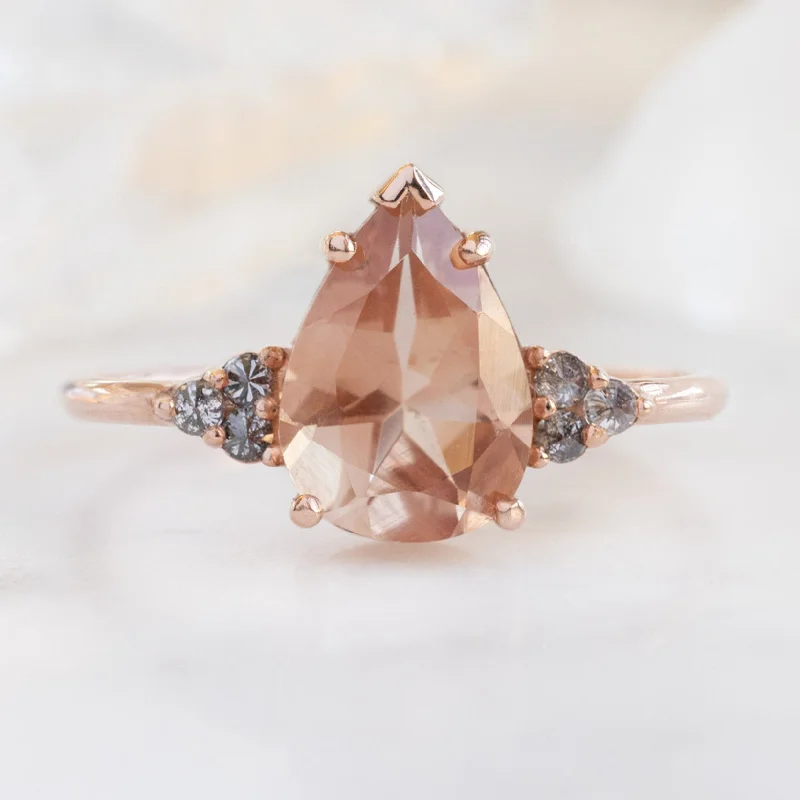 emerald cut engagement rings for women-The Ivy Ring | 1.87ct Pear Sunstone in 14K Rose Gold