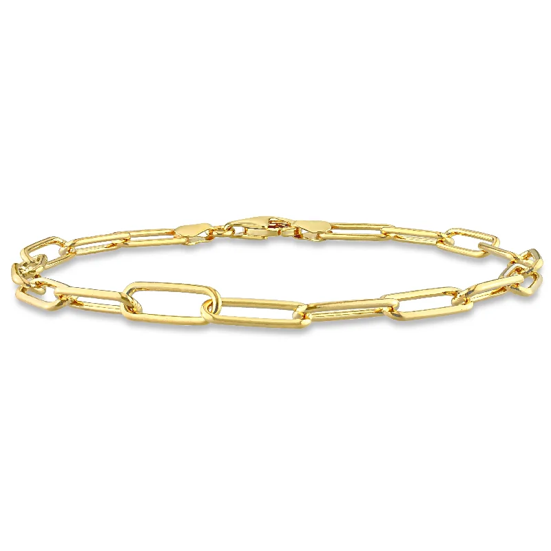 stacked bracelets for women-Miadora 18kt Yellow Gold Plated Sterling Silver Paperclip Men's Bracelet