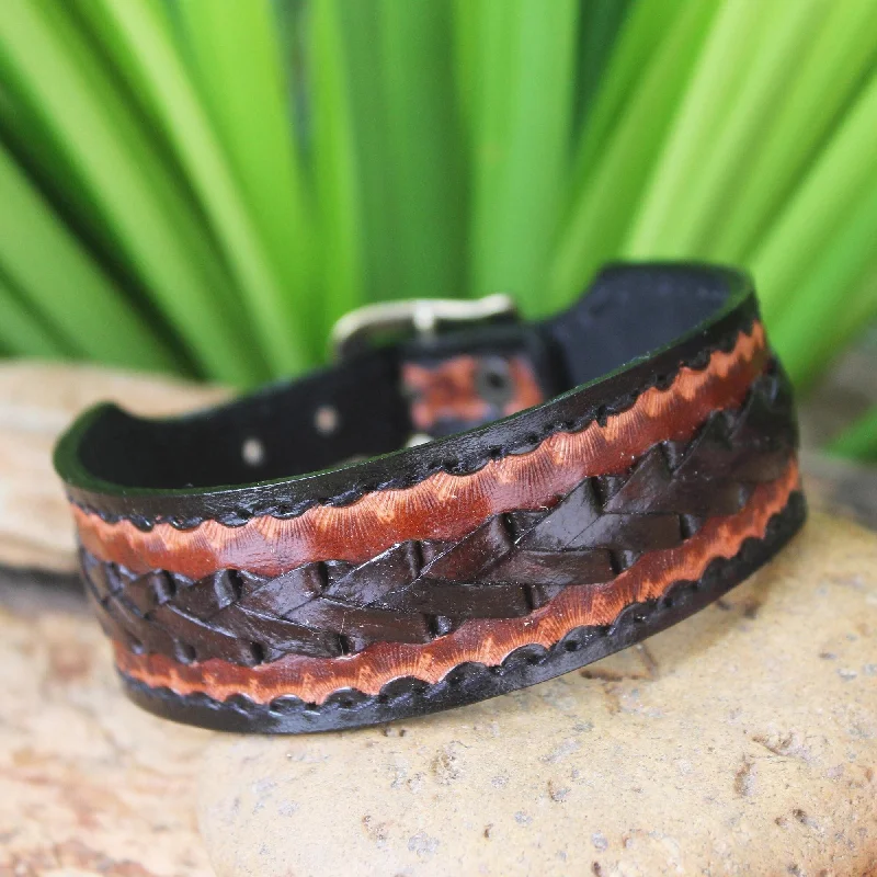 multi-strand leather bangles for women-Handmade Men's Leather 'Explorer' Bracelet (Thailand)